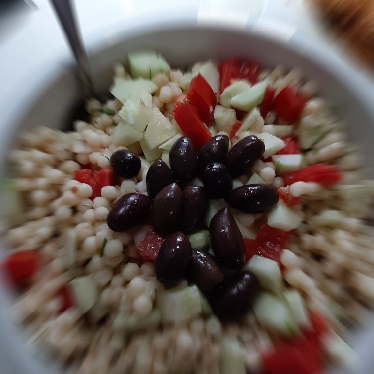 Pearl Cous Cous with tomato salad!